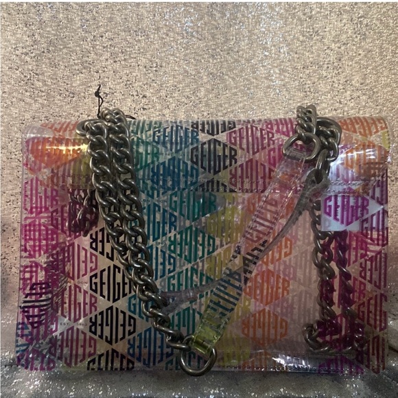 Kurt Geiger Structured Clear PVC Rainbow Logo Kensington Shoulder Crossbody Bag - Picture 2 of 2